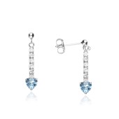 Cercei tenis argint cu pietre si inima bleu DiAmanti SMT-1024A-K-AS